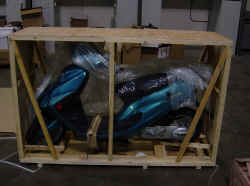 Scooter in a crate